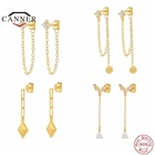 Автоклав реальные 925 стерлингового серебра цепь кисточкой, серьги со шпилькой, для женщин, маленький циркон пирсинг серьга серьги ювелирные изделия Pendientes