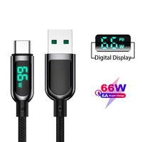 robotsky pd 66w usb type c 6a fast charging cable for huawei xiaomi samsung qc flash charge digital display data cord