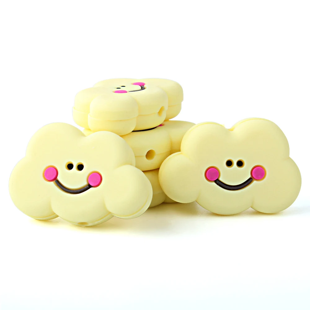 Yellow Keep&Grow, 10 шт., силиконовые бусины в виде облаков, грызунов, Детские Прорезыватели без бисфенола, силиконовые жемчужные Прорезыватели для зубов, ожерелье, аксессуары для детей - Цвет: Yellow