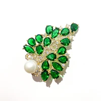 2021 new flower brooches pins for women clothes accessories luxury green cubic zirconia scarf corsage brooch pin banquet jewelry