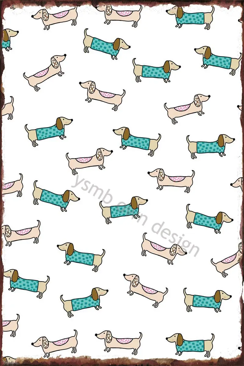 

Милая пара Dachshunds, Ретро винтажный металлический знак, жестяные таблички, Настенный декор для искусства, мужская пещера, кафе, паб, домашний к...