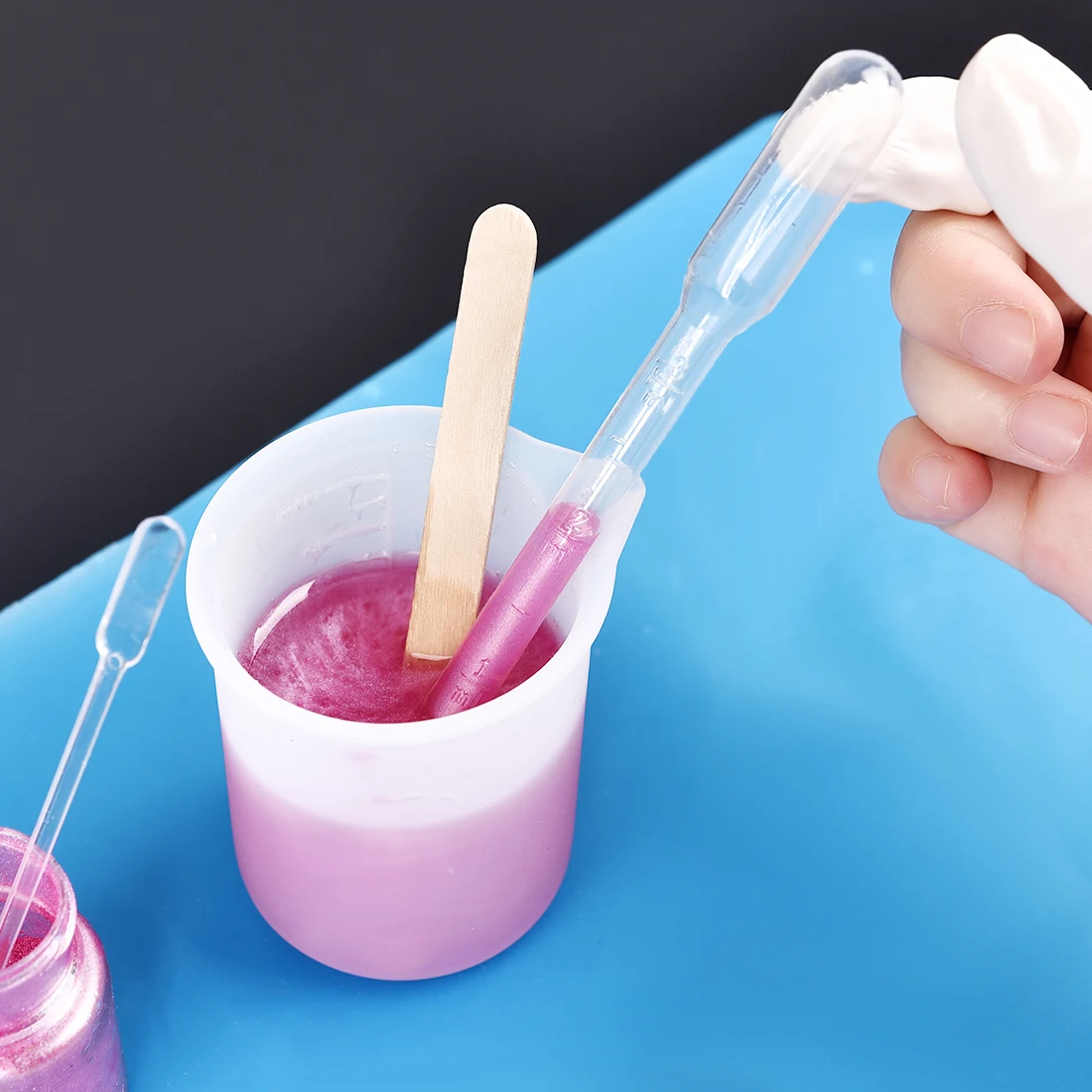 

AB Crystal Epoxy Resin Glue Small Bottle 1:1 AB 1 Set Resin Molds Making Tools Starter Set DIY Tools Kits Stirring Stick