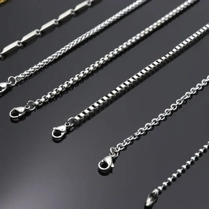 50, 60, 70, 80 см, серебряный тон, Мужская коробка с драконом, из бисера, змея, длинное ожерелье из нержавеющей стали, цепочка для подвески, Женские Ювелирные аксессуары