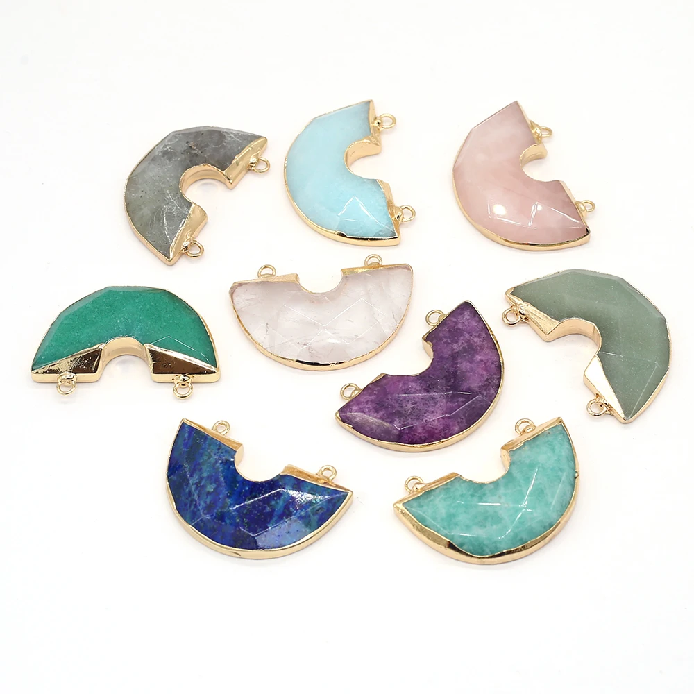 

Натуральный драгоценный камень, подвеска в виде полукруга, граненый кристалл, кулон для изготовления ювелирных изделий, аксессуары для оже...