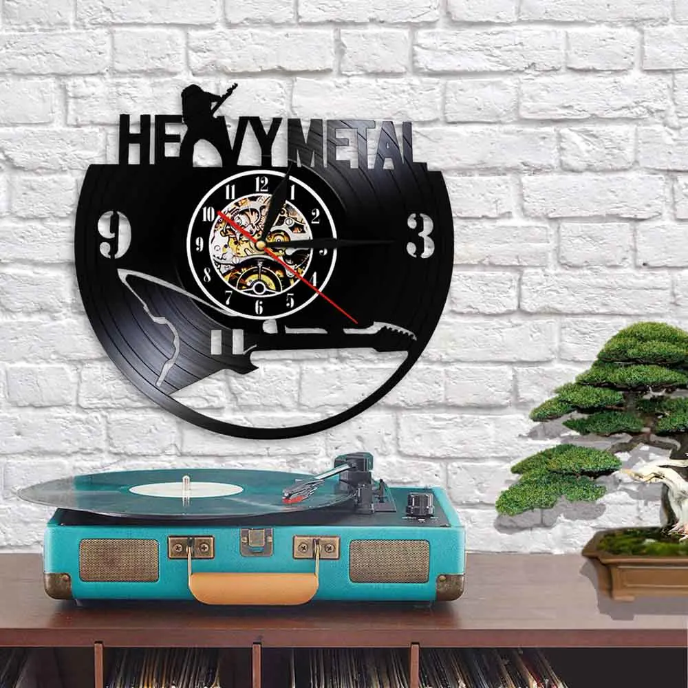 Виниловые часы из тяжелого металла настенные музыкальные 3d в стиле рок н ролл для