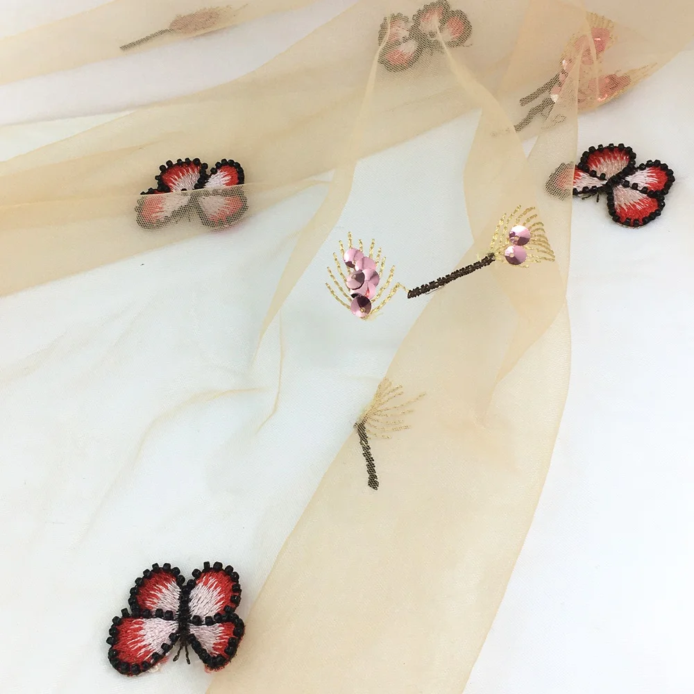 2019 новая бабочка Вышивка Тюль Кружева пайетки бисерная сетка кружевная ткань для