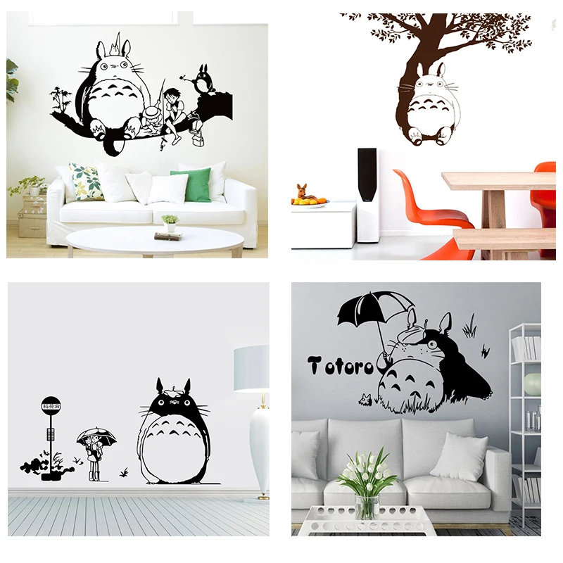 Милые Мультяшные настенные наклейки с Тоторо для детской комнаты гостиной