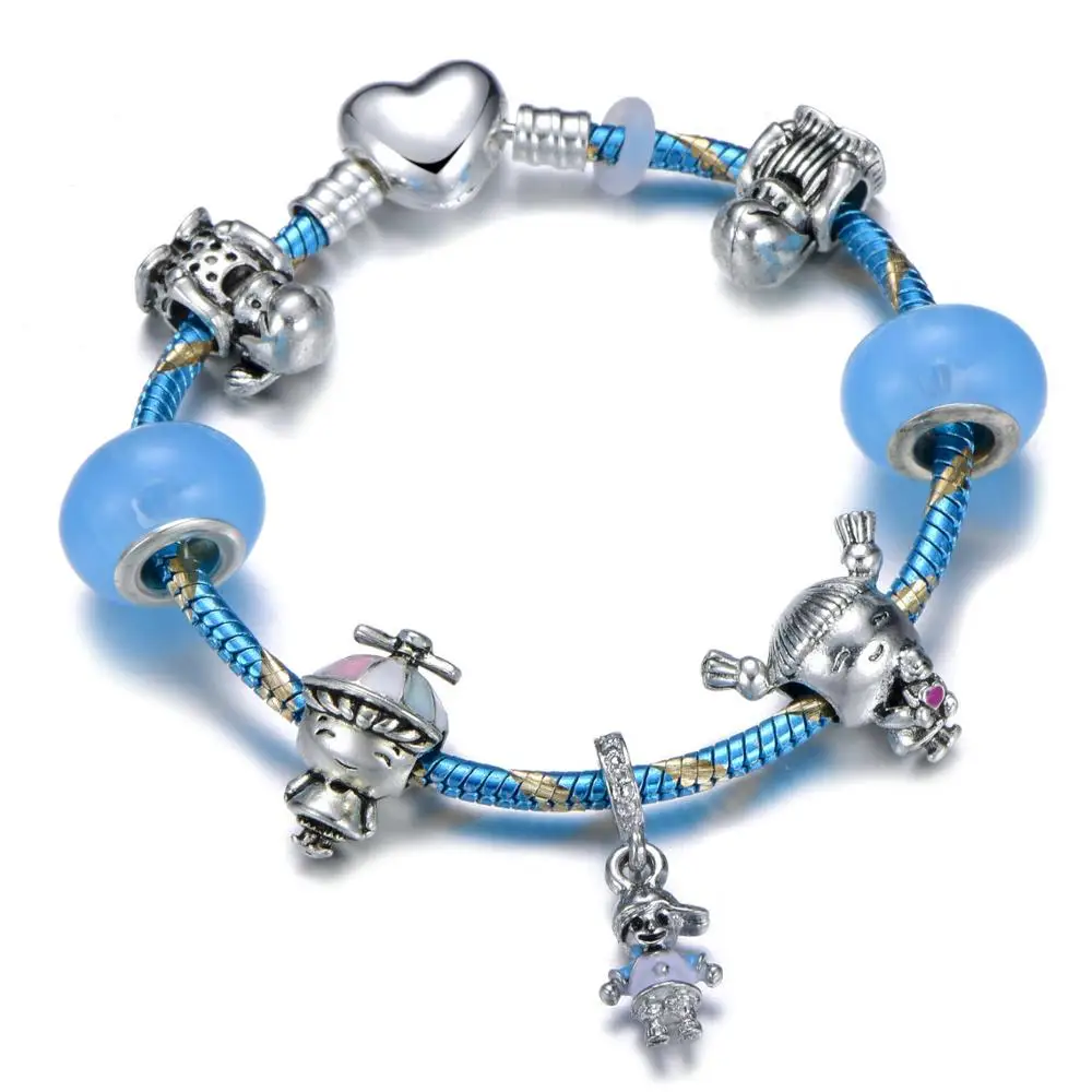 Шарм браслет с подвеской для мальчиков и девочек шляпа пропеллерами косички