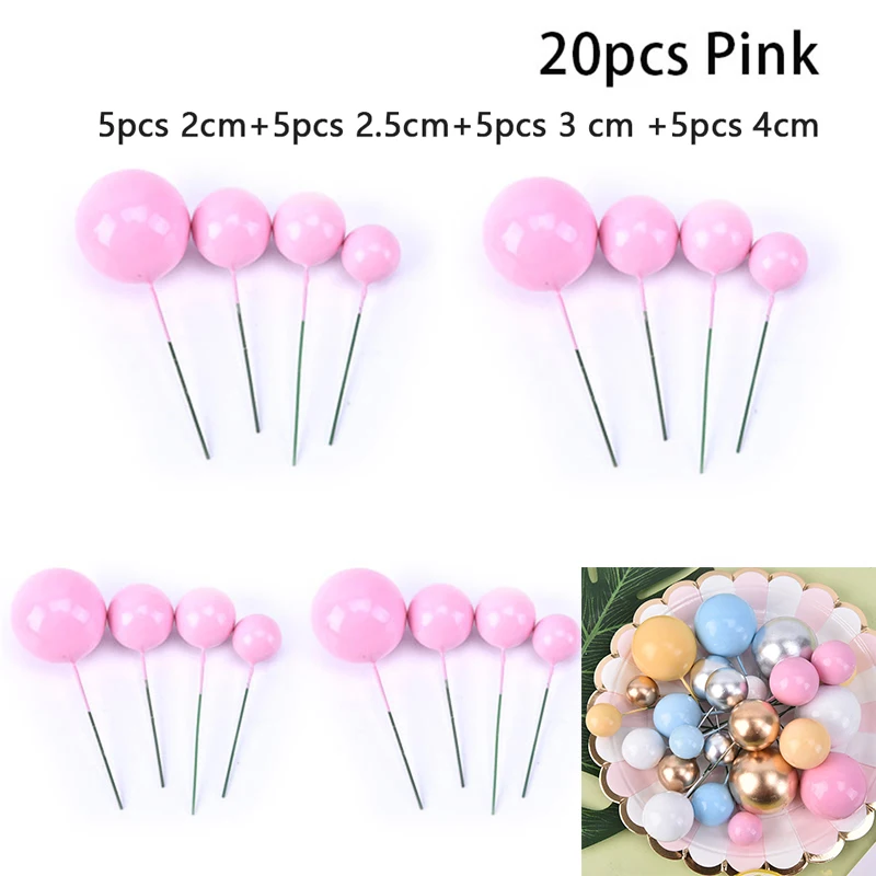 

20Pcs Birthday Party Golden Ball Cake Decoration Cake Topper Creative Fruit Dessert Decor Insert Card For Birthday Party