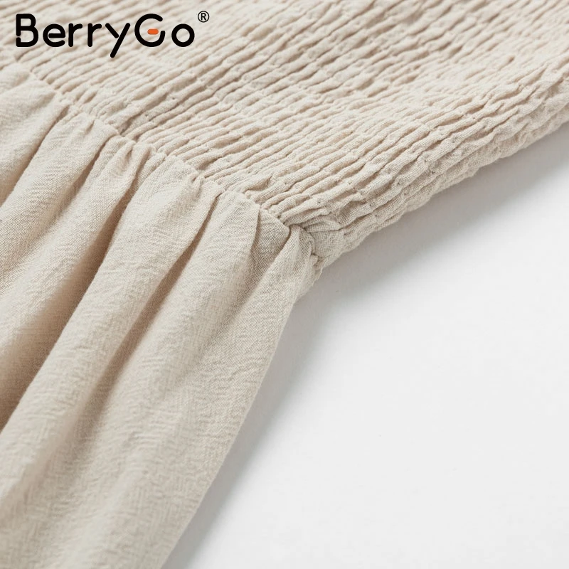 Длинные вечерние платья BerryGo однобортное хлопковое платье с рукавом три четверти