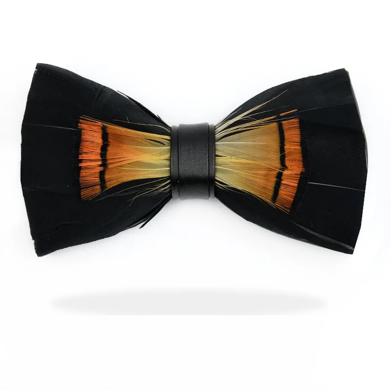 

Уникальный оригинальный галстук-бабочка с черным пером, ручная работа, галстук-бабочка с подарочной коробкой для мужчин, деловые, вечерние, ...