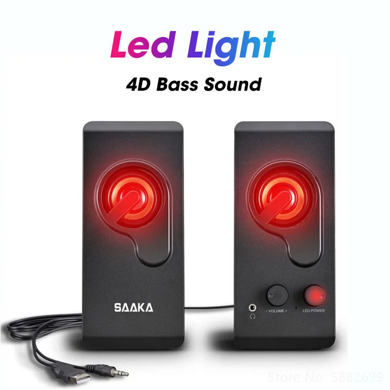 

4D Surround Computer Speakers for Laptop Stereo Bass Sound Subwoofer Column Soundbar HIFI Music System Not Bluetooth Speaker USB