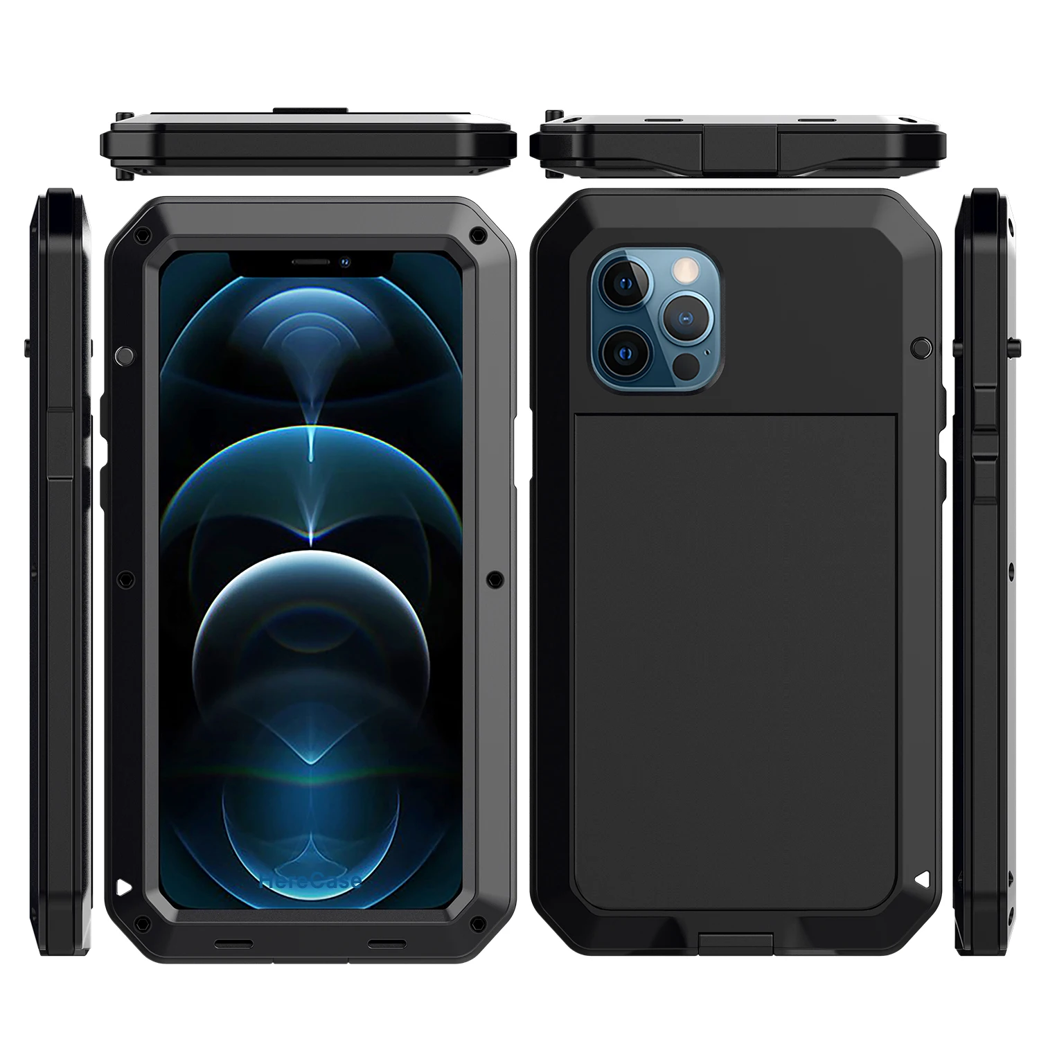 

360 Full Body Doom Armor Waterproof Heavy Duty Metal Case For iPhone 15 14 12 13 11 Pro Max XS XR 6 7 8Plus Shockproof Cover
