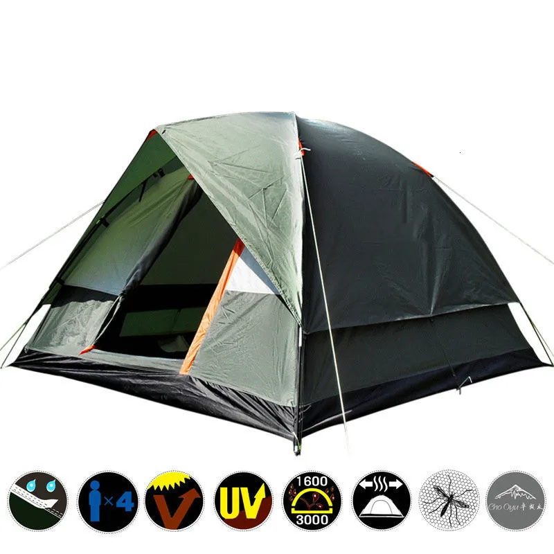 

4 Person Double Layer Camping Tent 200x200x130cm Outdoor Rainproof Travel Tent for Hiking Fishing Camping Russian Local Delivery