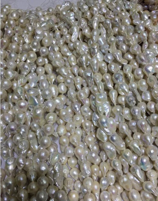 915 +++16 inches AA+ Natural White Big Nucleated Large Baroque Pearls Loose Strand | Украшения и аксессуары