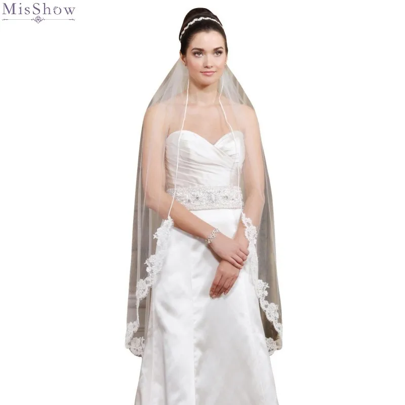 

Белое, цвета слоновой кости кружево свадебная Фата с расческой Свадебные нажатием одной Слои для невесты, свадебные аксессуары, фата 2019 сва...