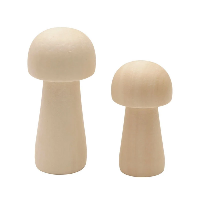 

HOT-10Pcs Wooden Doll Mushroom Head Small Sculpture DIY Painting Peg Dolls Ornament Craft Kids Toys Decoration