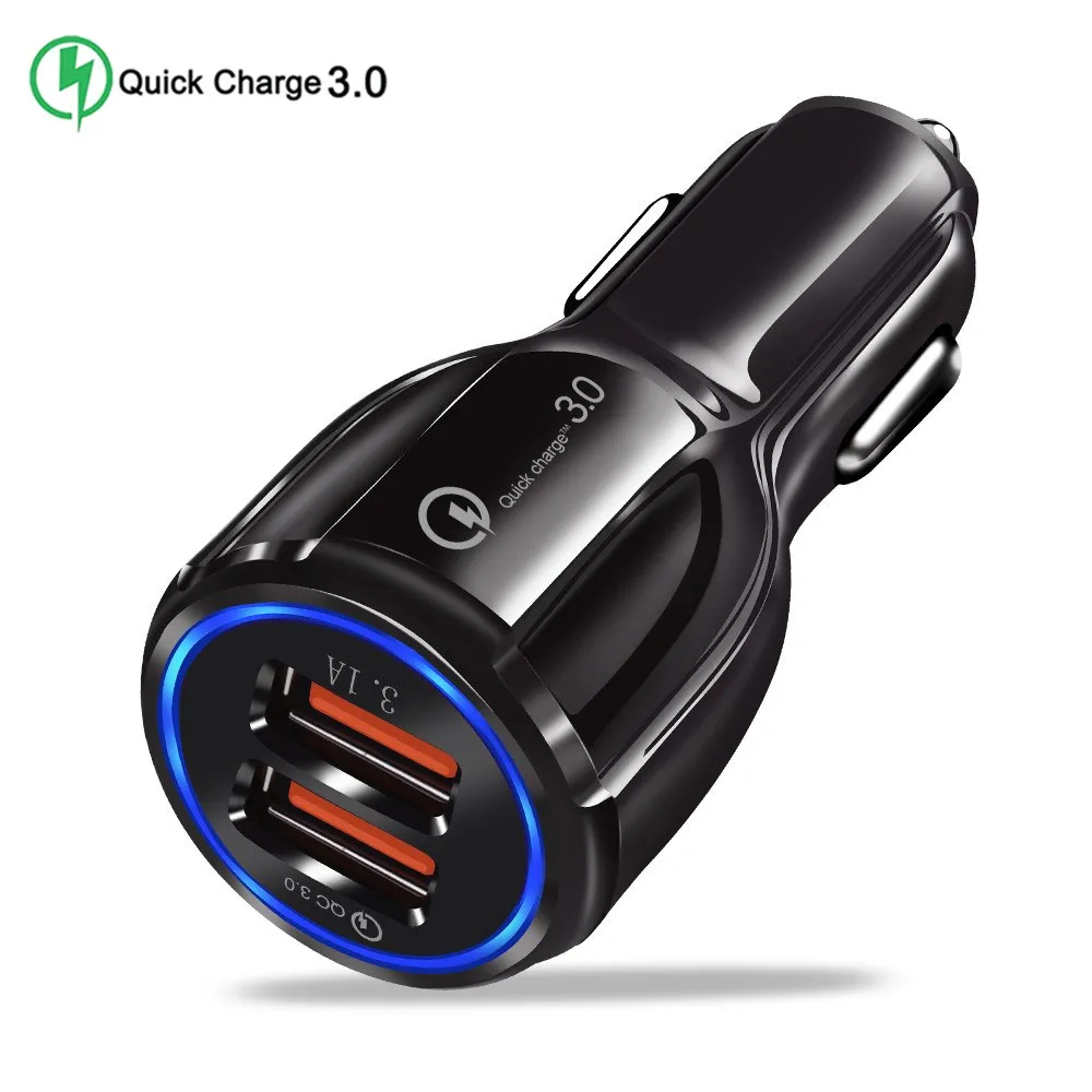 Black 2USB Хорошая 3.1A 2 3 порта USB Автомобильное Зарядное устройство быстрой зарядки 3,0 телефона автомобиля-Зарядное устройство адаптер для samsung Xiaomi iphone Автомобильный держатель для телефона на зарядный кабель - Тип штекера: Black 2USB