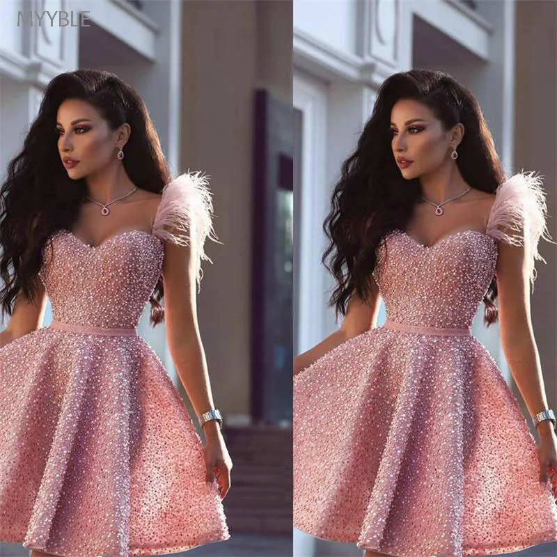 MYYBLE 2021 Sexy Arabic Dubai Style Wear Homecoming Prom Party Gown Graduation Plus Size Shiny Custom Cheap