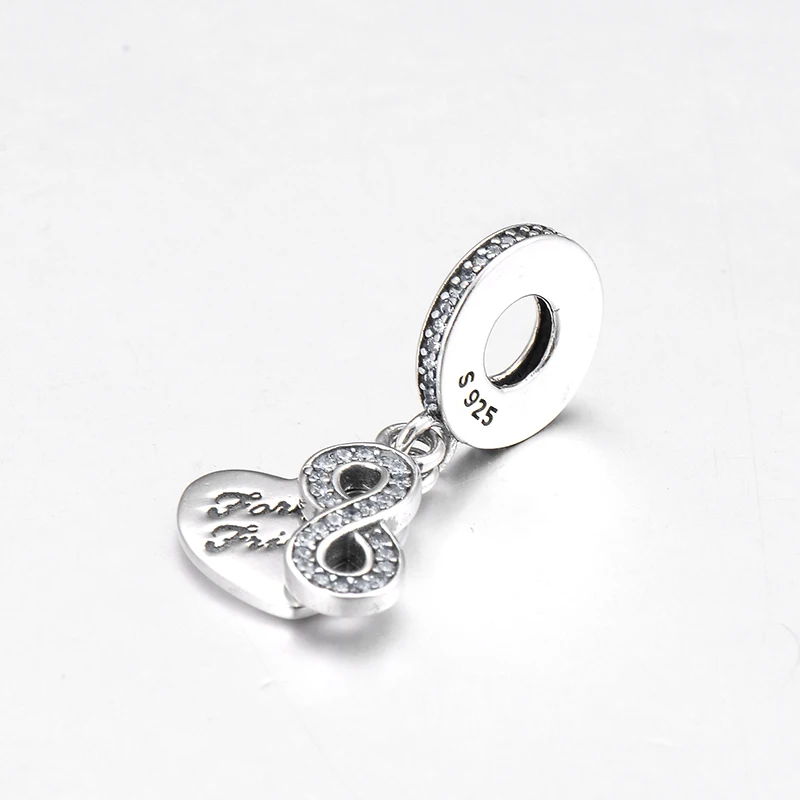 925 пробы Серебряное сердце и символ бесконечности вечная любовь прекрасный кулон
