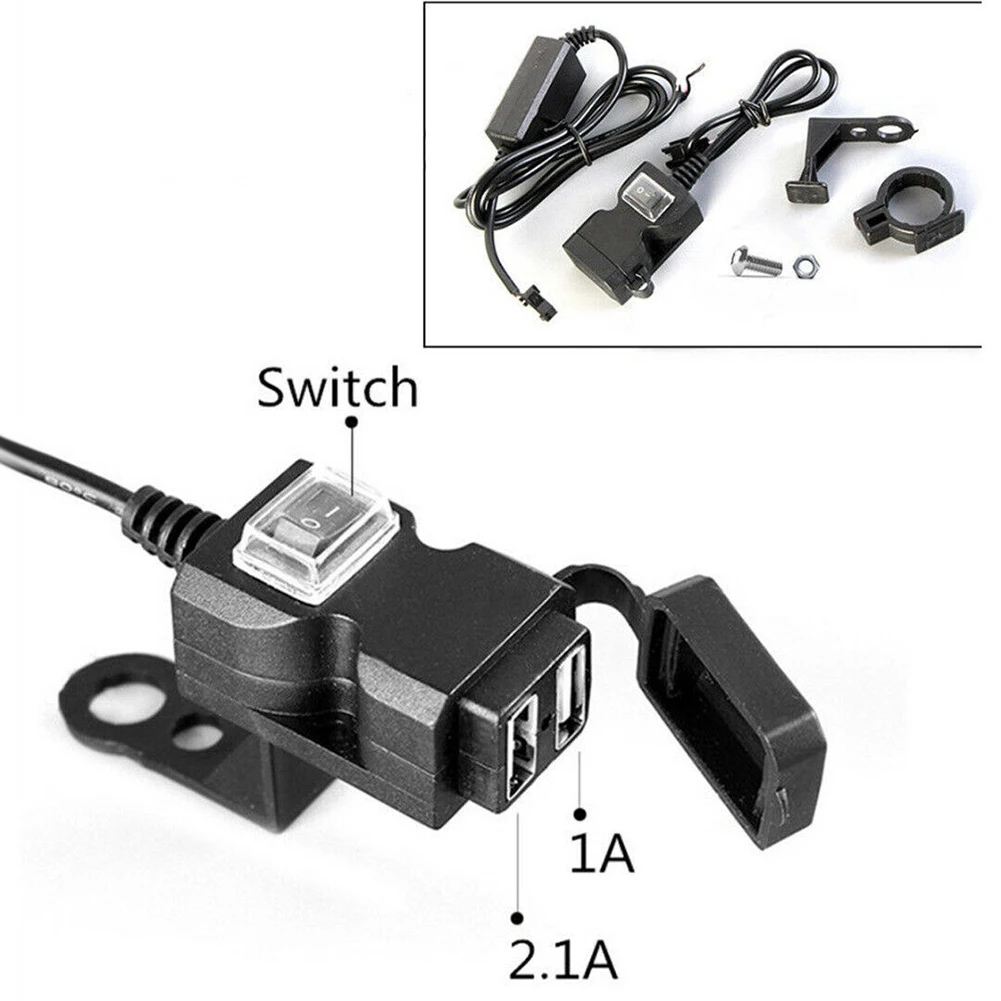 12-24 в двойной 2 USB мотоцикл разъем для руля + переключатель крепления IP66