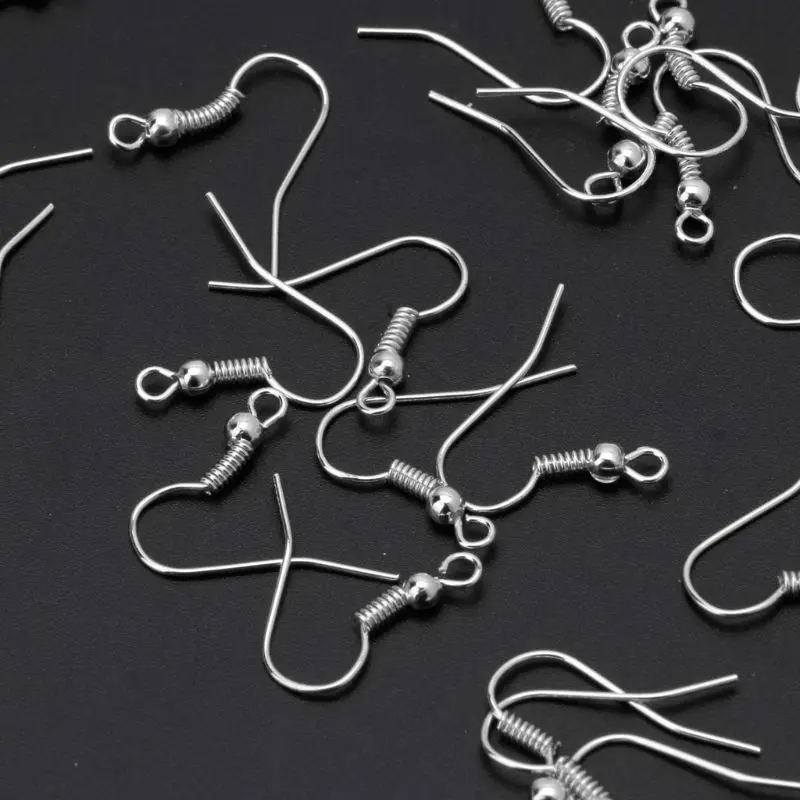 

100Pcs Silver Gold Earring Hooks Ear Wires Hypo-allergeni DIY Jewelry Findings R2LE