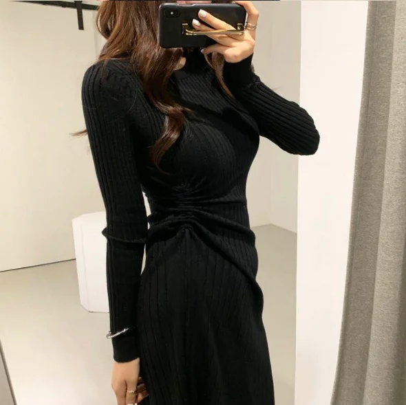 

New Spring Dress Girls Boho Solid Female Vintage Dress Party Oversize Long Sleeve Women Dresses Robe Vestido