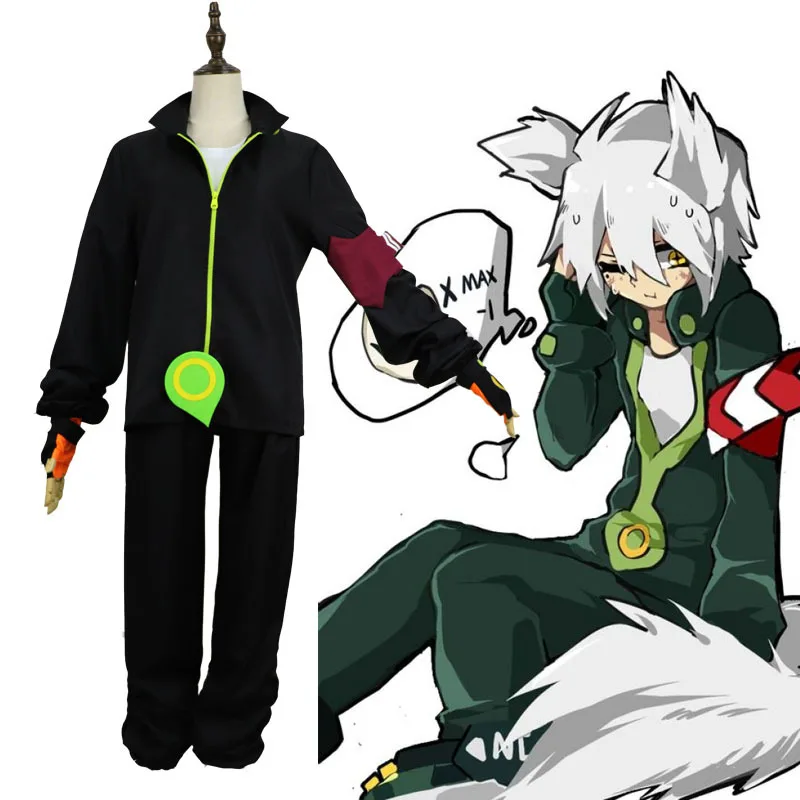 

Men Coat Pants Set Fox.G Cosplay Cartoon New Arrival Aotu World Anime Costume Ear Wig Black Outfit For Adult Christmas Gift