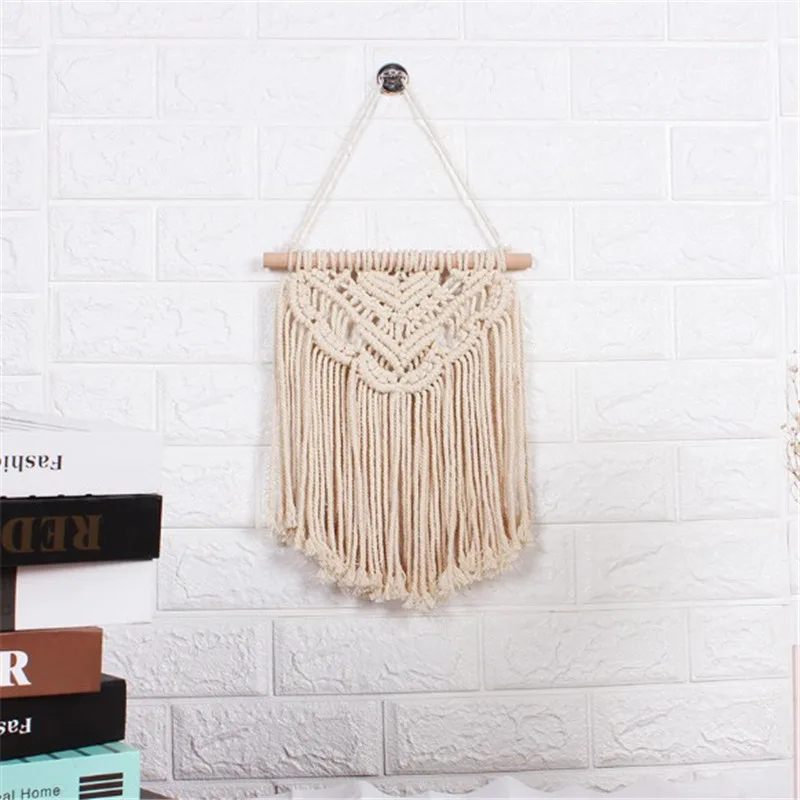 Хлопковый настенный гобелен в стиле бохо ручная работа кружево кисточки ткани