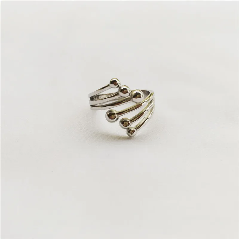 RUIYI реальные 925 пробы серебряные шесть бусины Винтаж геометрический кольца Для