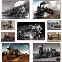 train vintage metal plate tin signs man cave wall poster retro plaque poster bar pub club wall home decor wall stickers poster