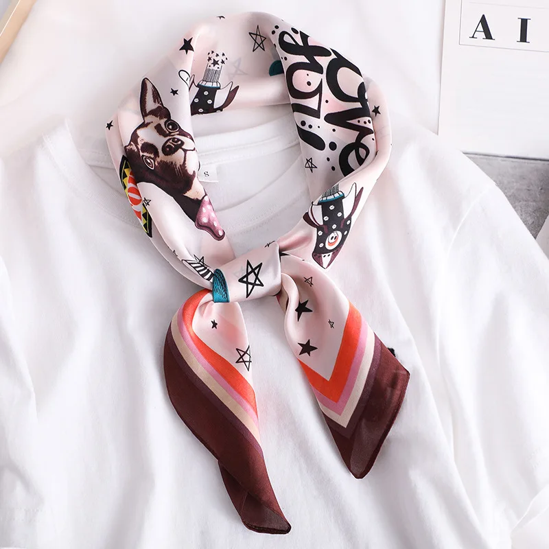 

Luxury Brand Autumn 70cm Square Real Silk Scarf Women Sunscreen Elegant Temperament Neckerchief scarves chiffon hijab poncho