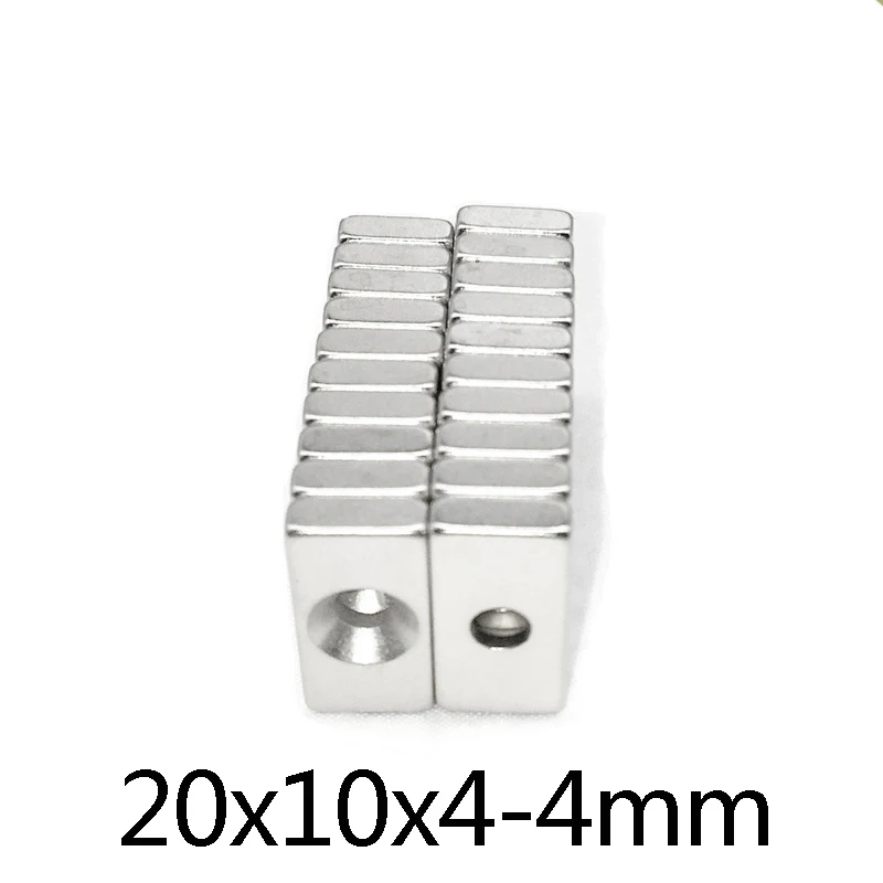 

30/50/100 шт. 20x10x4-4Strong квадратный неодимовый магнит с отверстием 4 мм NdFeB магнитный 20x10x4-4 мм Блок Редкоземельные Магниты 20*10*4-4 мм