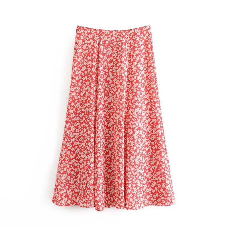 Женская Повседневная юбка миди za красная свободная однобортная с драпировкой и