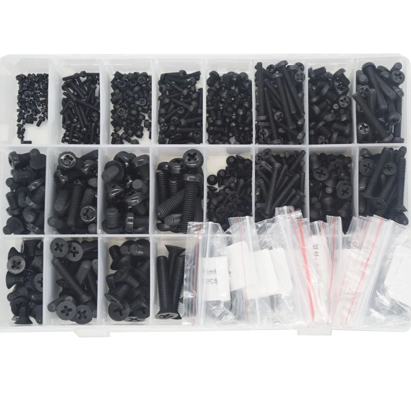 

Metric Thread Black Nylon Pan Head Cross Screw Flat Head Machine Screw Assortment KitsM2 M2.5 M3 M4 M5 M6