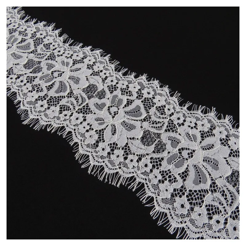 3meters eyelash lace ribbon side row small flower clip large trims 15cm strand Imported machine weaving african fabric | Дом и сад