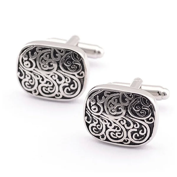 

Pair of Unisex Vintage Floral Cufflinks Sleeves Buttons (Silver+Black)