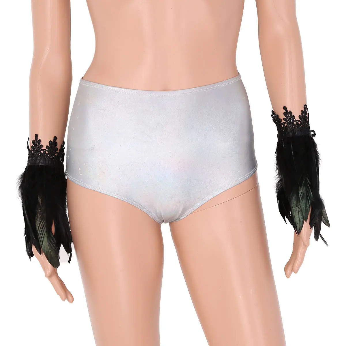 Для женщин мужчин перо наручные манжеты готический окрашенная петушиные перья