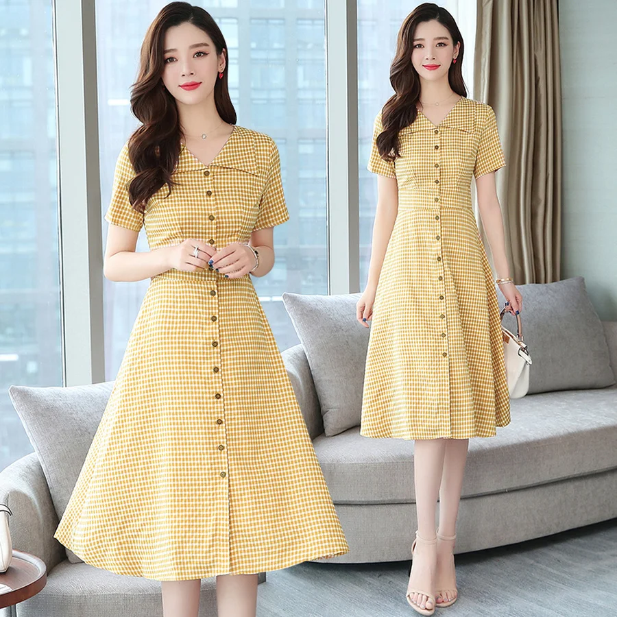 Новинка 2020 большие размеры шикарные желтые миди платья летние корейские