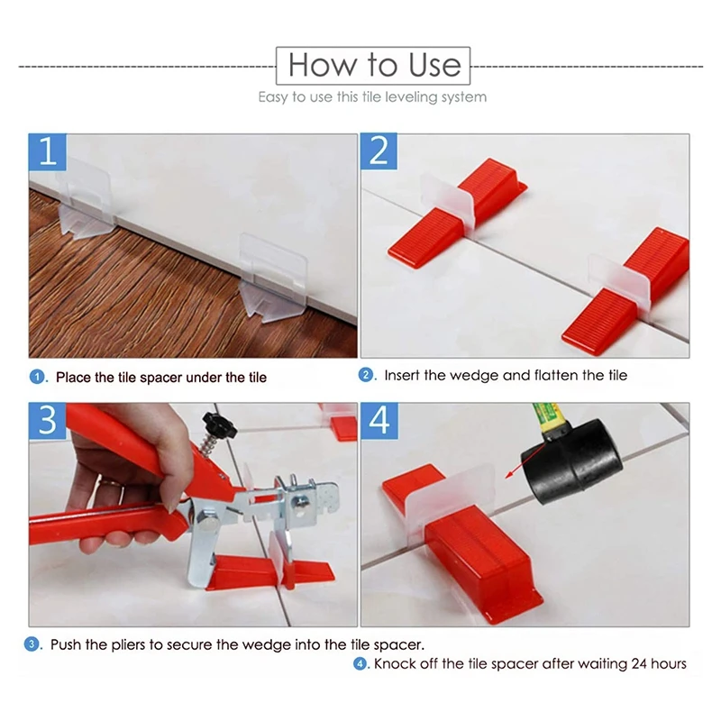 

300 Pcs Reusable Tile Leveling System with Tile Wedges for Floor Leveler Installation