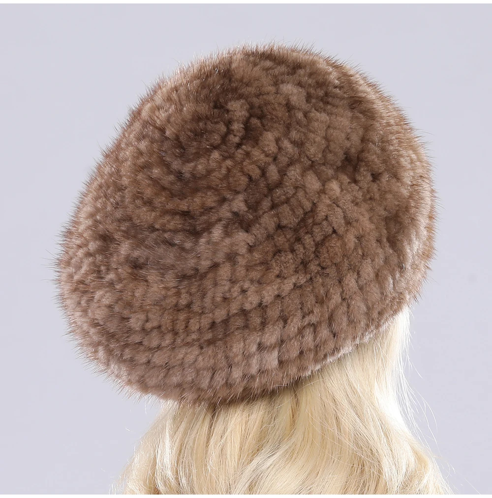 Hot Sale Russia Women Winter Real Mink Fur Berets Hat Hand Knitted Real Natural Mink Fur Cap Lady Luxury Real Mink Fur Hats
