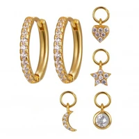 canner minimalist two hoop earringsfour small pendants moonstarcrossbead silver plated earrings for women fine jewelry