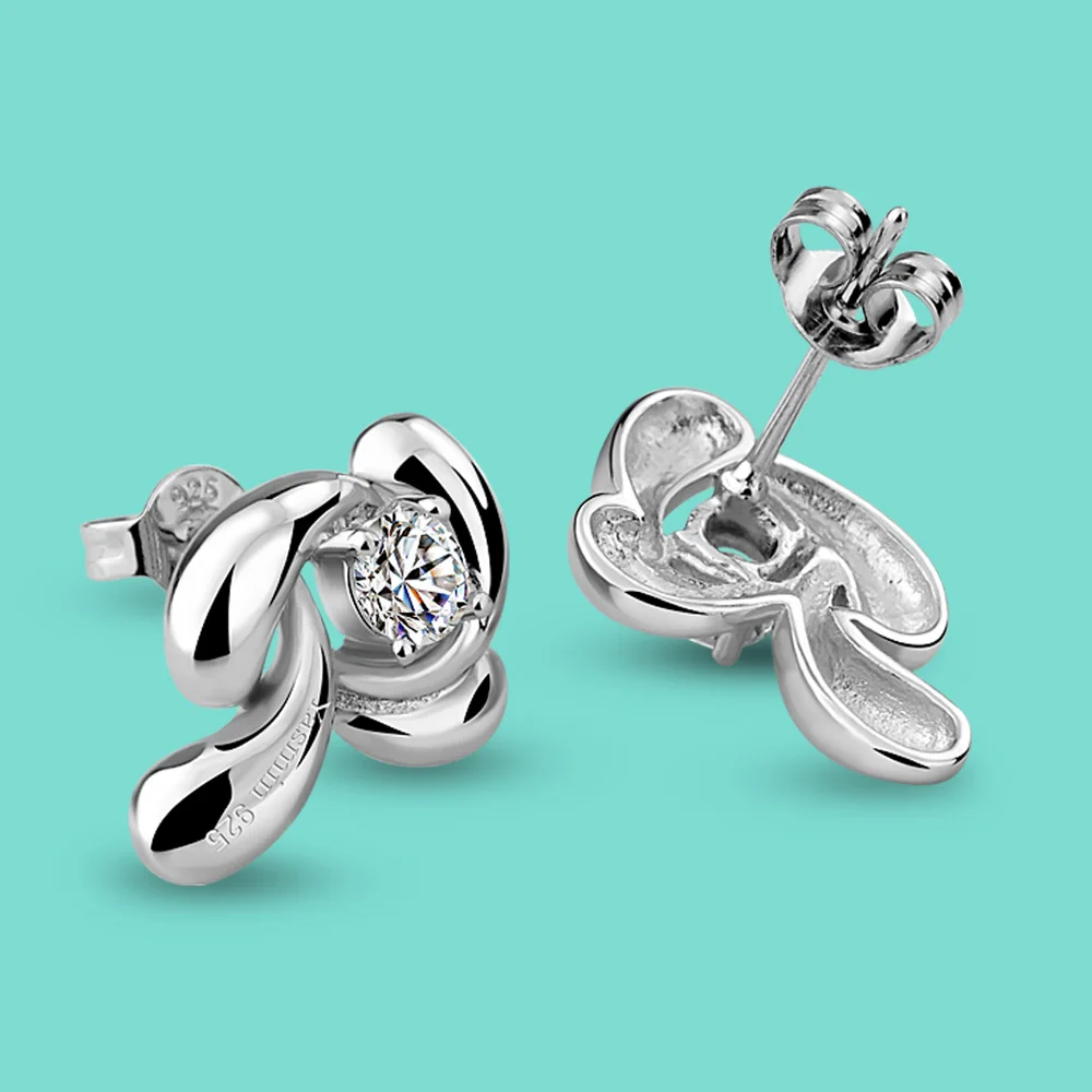 

Женские серьги-гвоздики из серебра 925 пробы с цирконами ААА