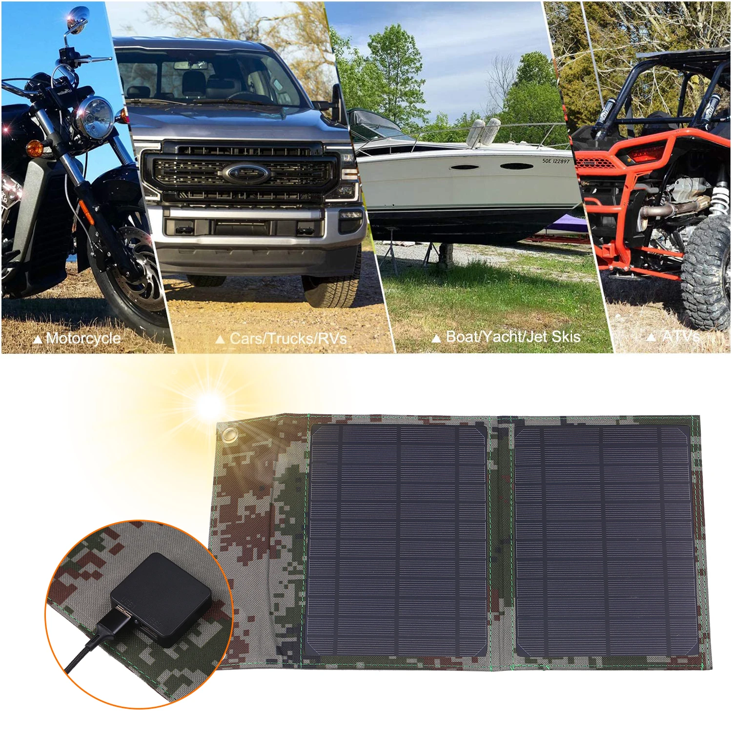 Монокристаллическая складная солнечная панель с двумя USB выходами 120 Вт 12