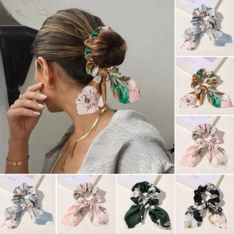 

1PC Chiffon Bowknot Elastic Hair Bands for Women Girls Solid Color Scrunchies Headband Hair Ties Ponytail Holder Hair Accessorie