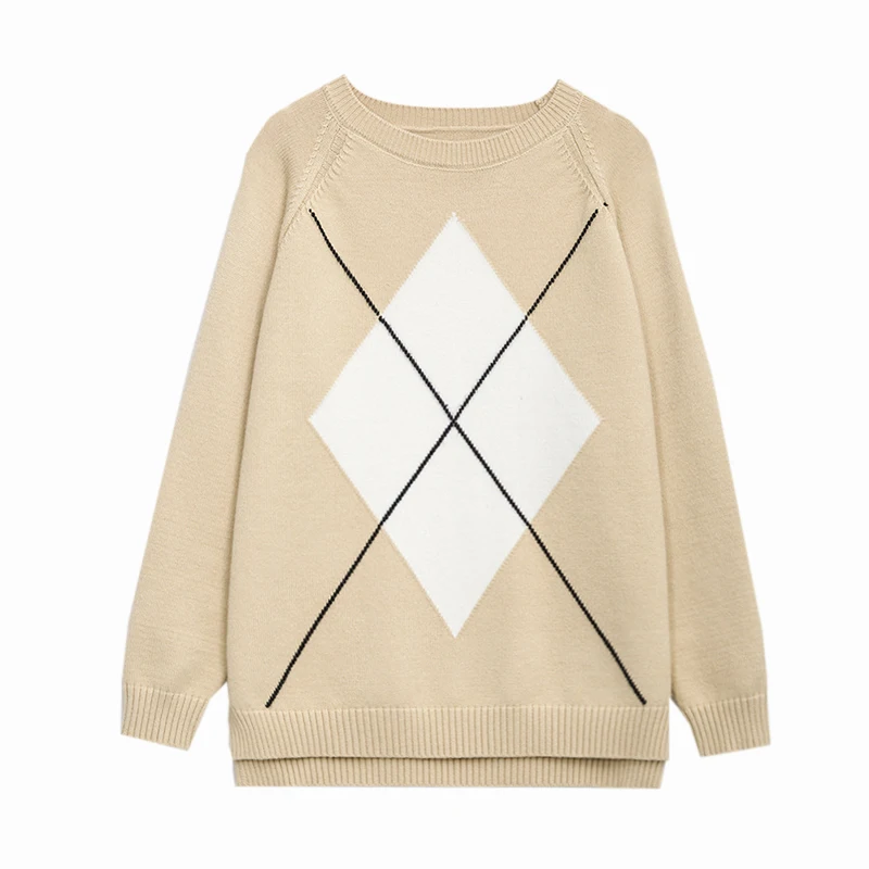 

Plus big size autumn winter spring women sweaters loog sleeve casual pink apricot W1084