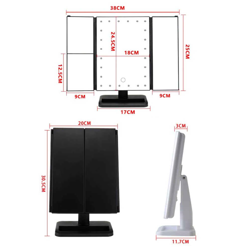 Светильник макияжа с 24 светодиодный и сенсорным экраном увеличение