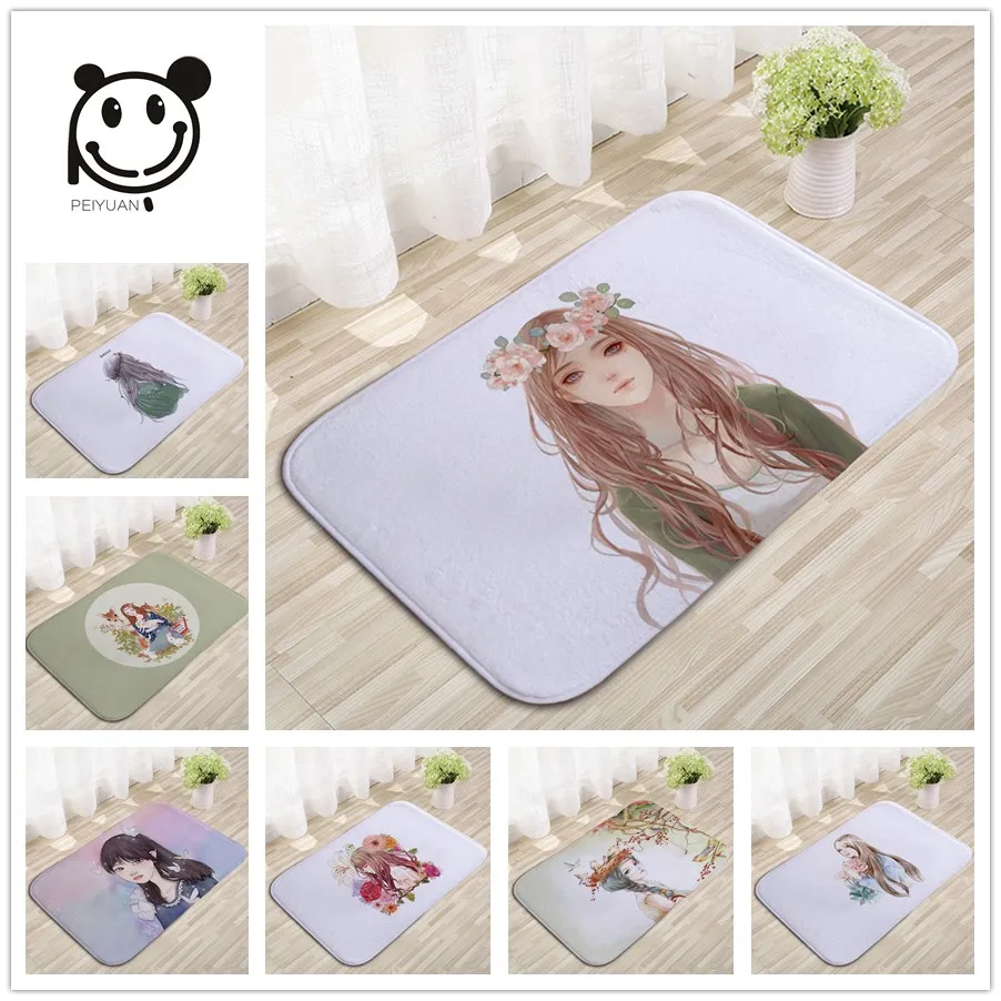 Peiyuan Kawaii Маленькая девочка Домашняя дверь декоративный коврик высокое качество