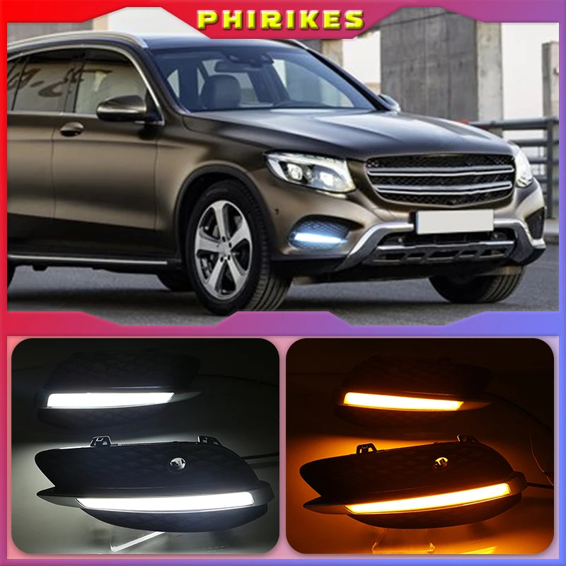 

Дневные ходовые огни светодиодсветодиодный, 2 шт., передние противотуманные фары для Mercedes Benz GLC X205 2015 2016, дневной свет, Стайлинг автомобиля