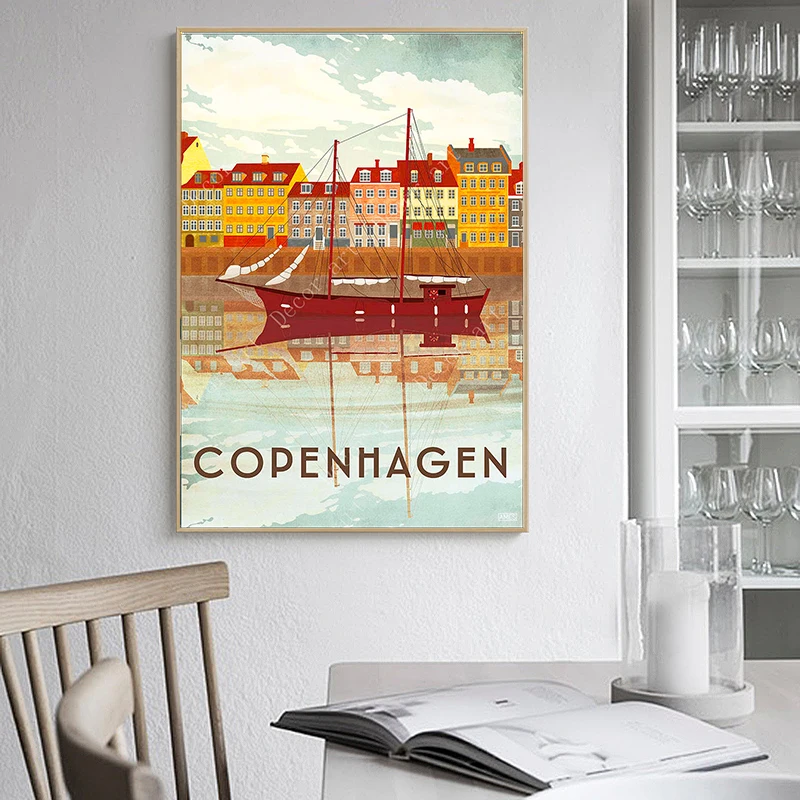 Мир Дания Копенгаген холст картины винтажные дорожные настенные постеры - Фото №1
